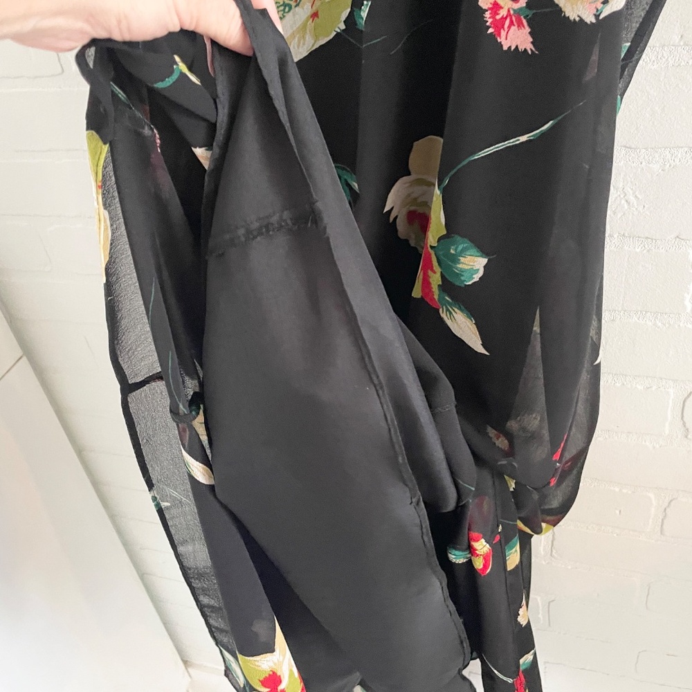 Vintage Black Floral Maxi Dress with Red and Yellow Blooms - Picture 8 of 10